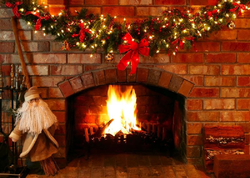 Fireplace decoration with christmas lightings & Garland
