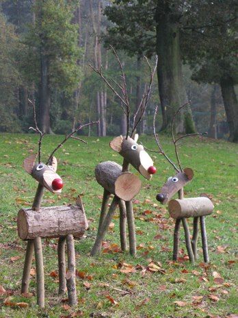 Reindeer sculpture in woods