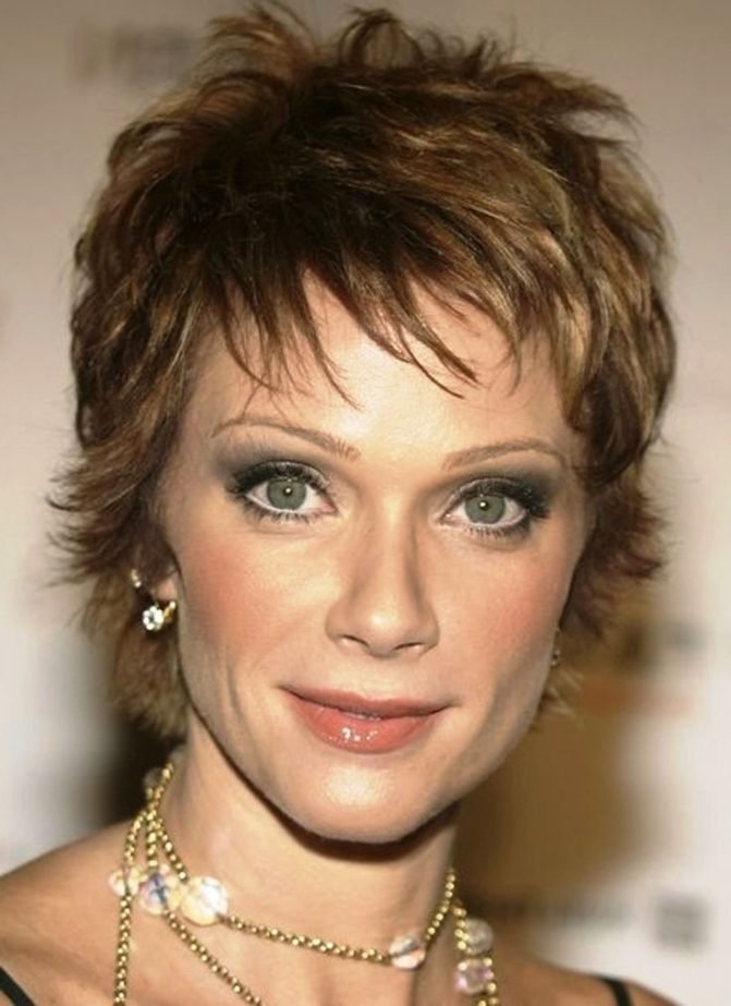 Short Hairstyle With Increased Length On The Crown For Women Over 50