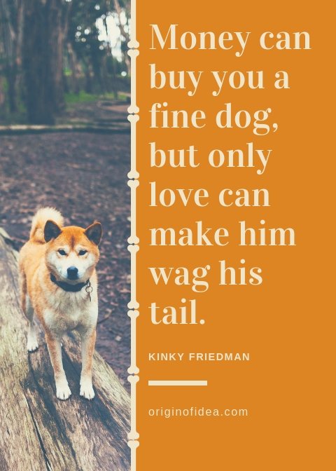 Love Quotes - Money can buy you a fine dog, but only love can make him wag his tail.