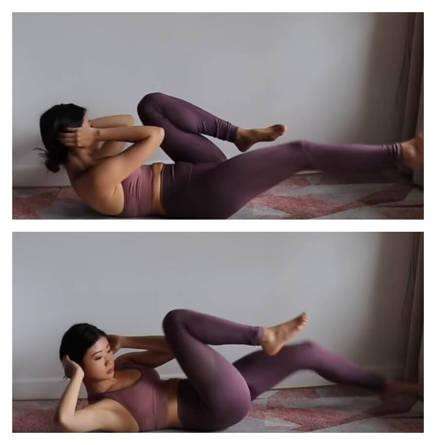 Lying elbow knee touch